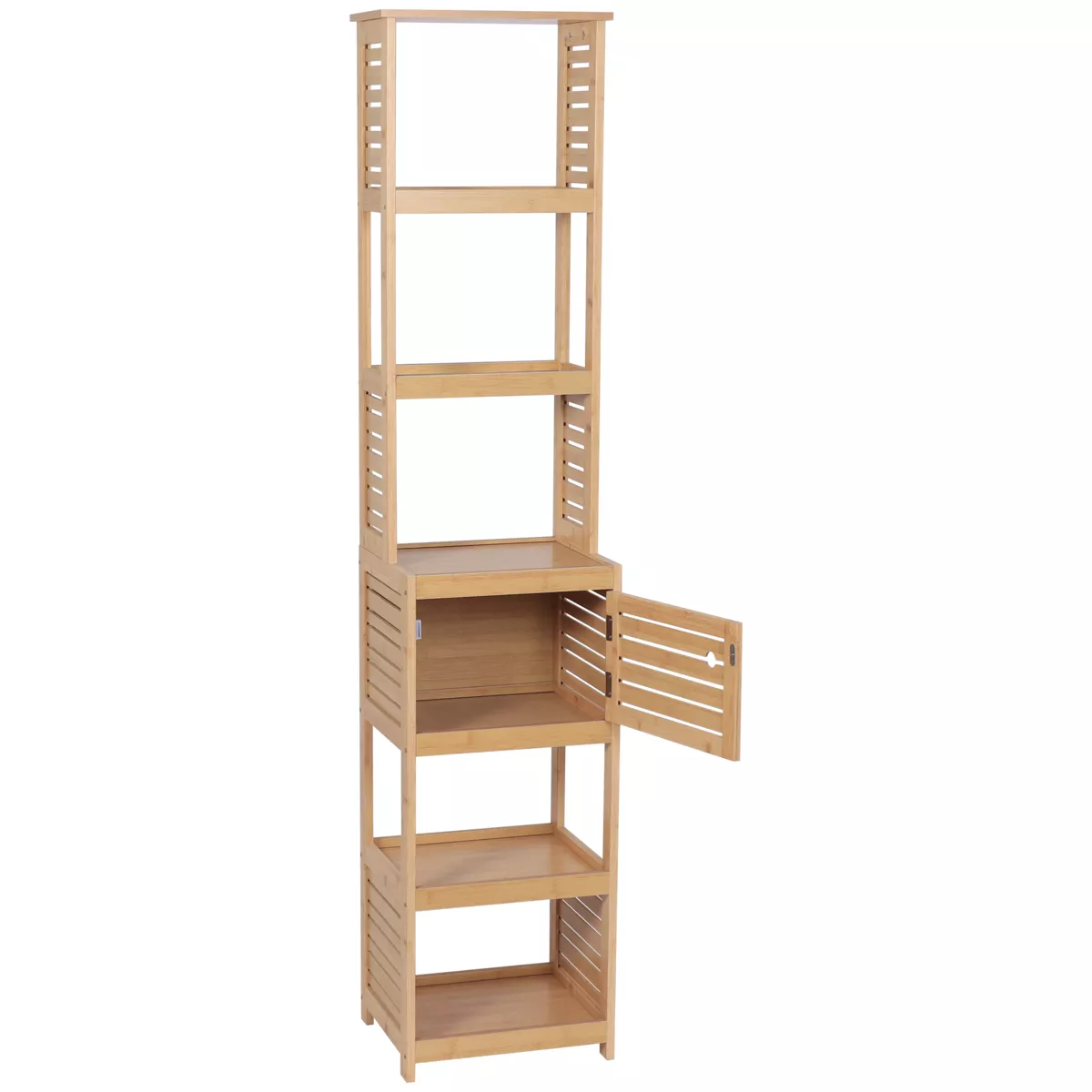 COLONNE DE RANGEMENT BAMBOU ET MDF 1 PORTE - TRINIDAD