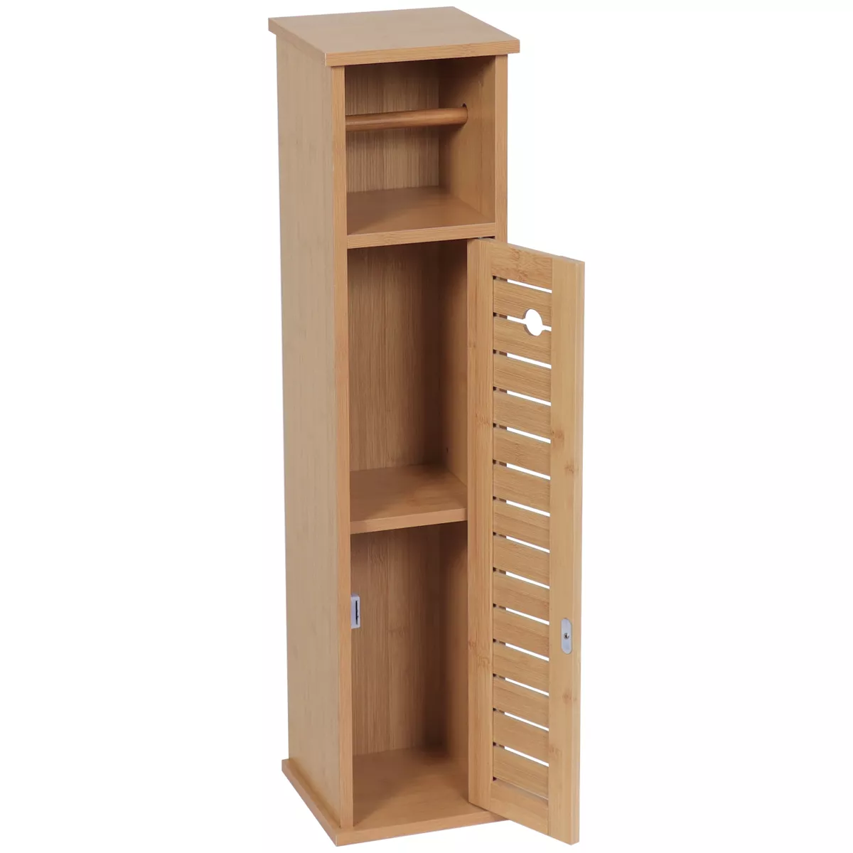 MEUBLE RESERVE ET DEROULEUR PAPIER WC BAMBOU ET MDF -  TRINIDAD