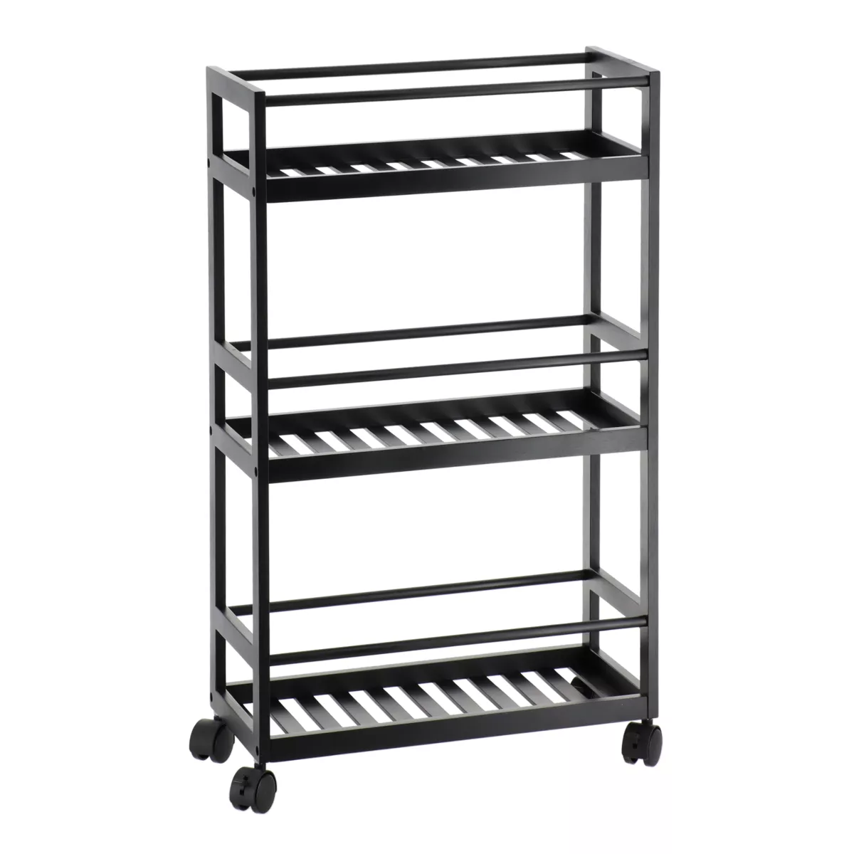 Carrello a rotelle a 3 livelli (H75 cm) Japandi Nero
