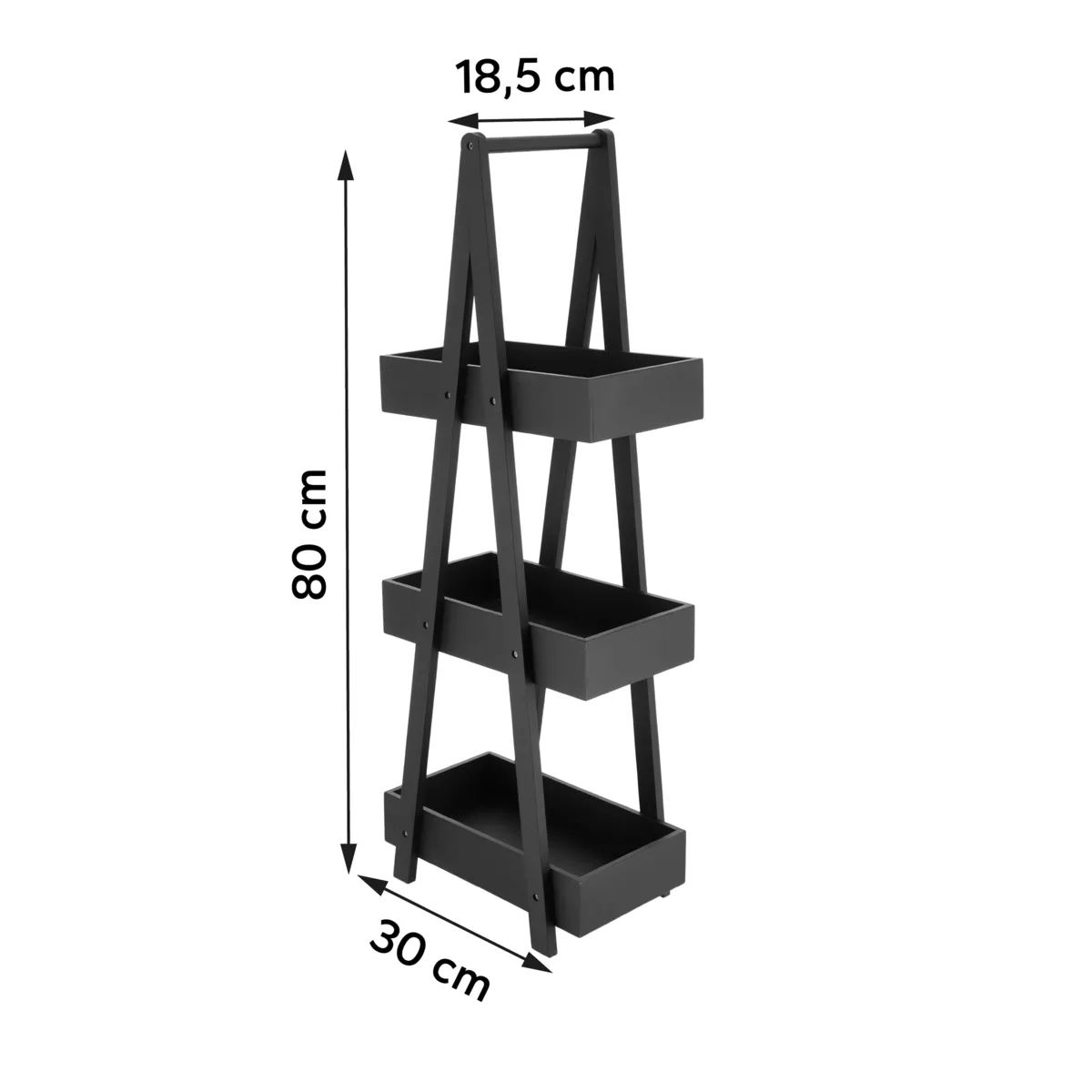 Scaffale in bambù a 3 livelli (H80 cm) Piramide Nero