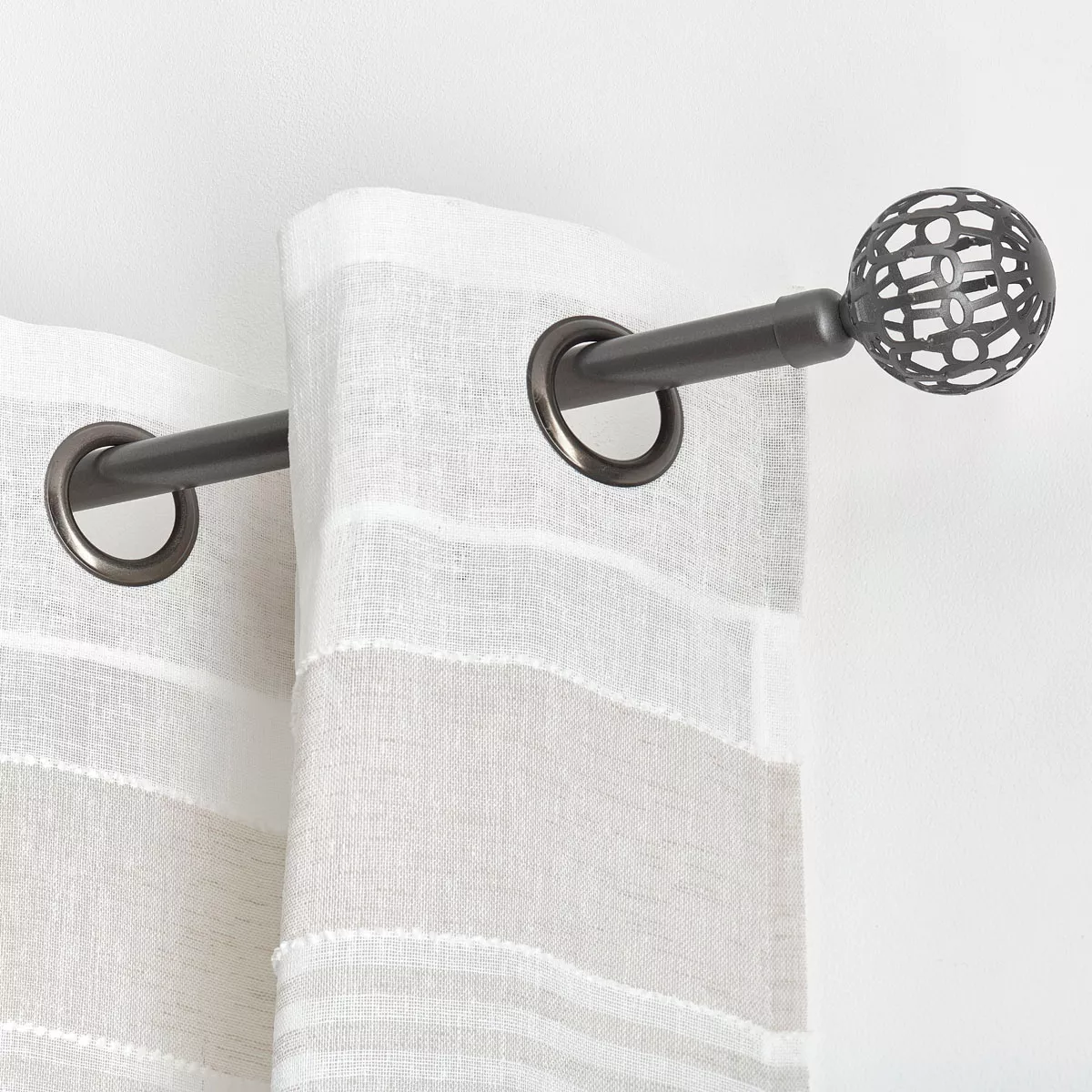 Kit de barra de cortina extensible (L120 - L210 cm / D19 mm) Facette Gris granito
