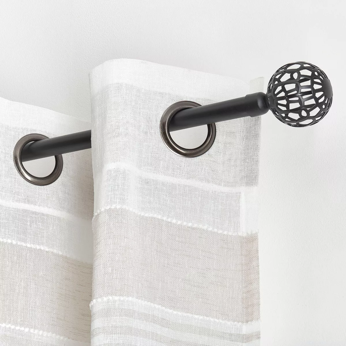 Kit de barra de cortina extensible (L120 - L210 cm / D19 mm) Facette Negro mate