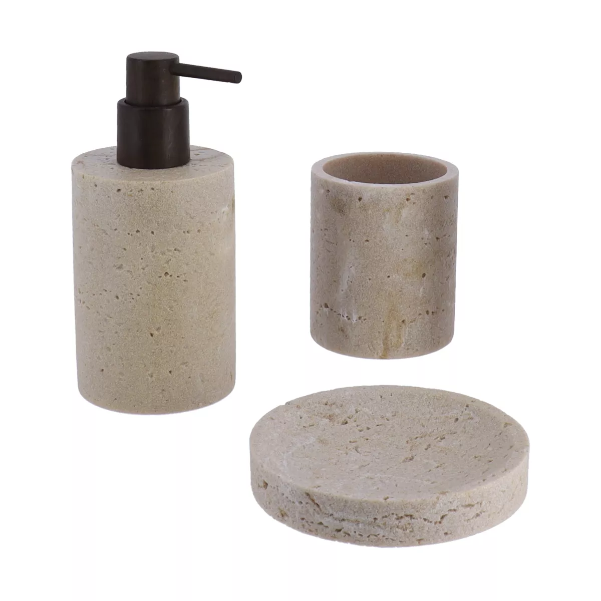 Set di accessori bagno in Travertino Naturale