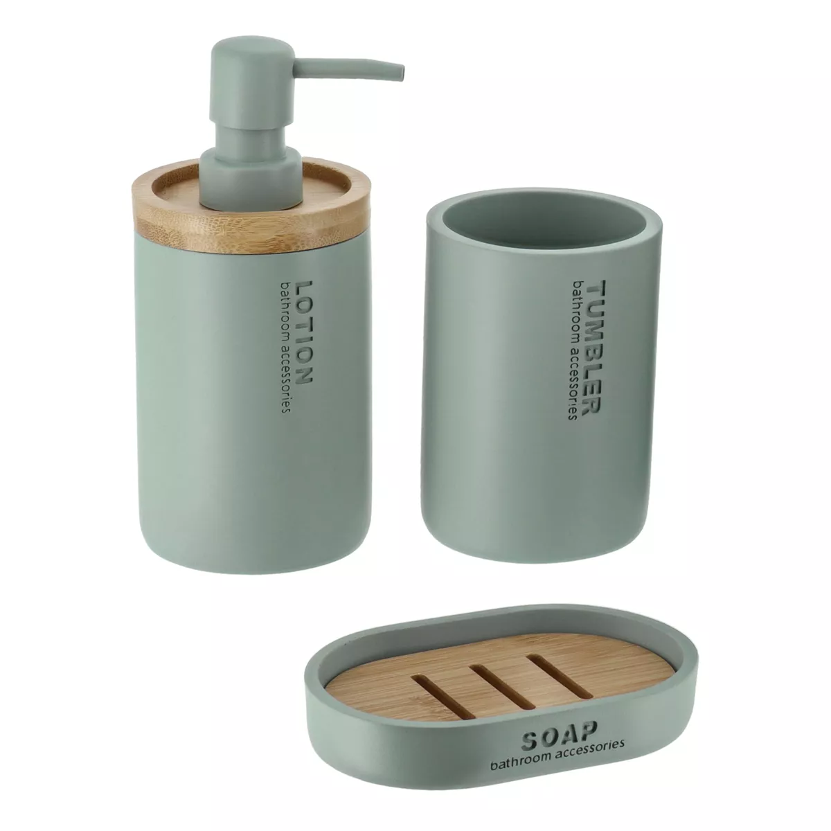 Set de accesorios para baño Purebamboo Verde eucalipto