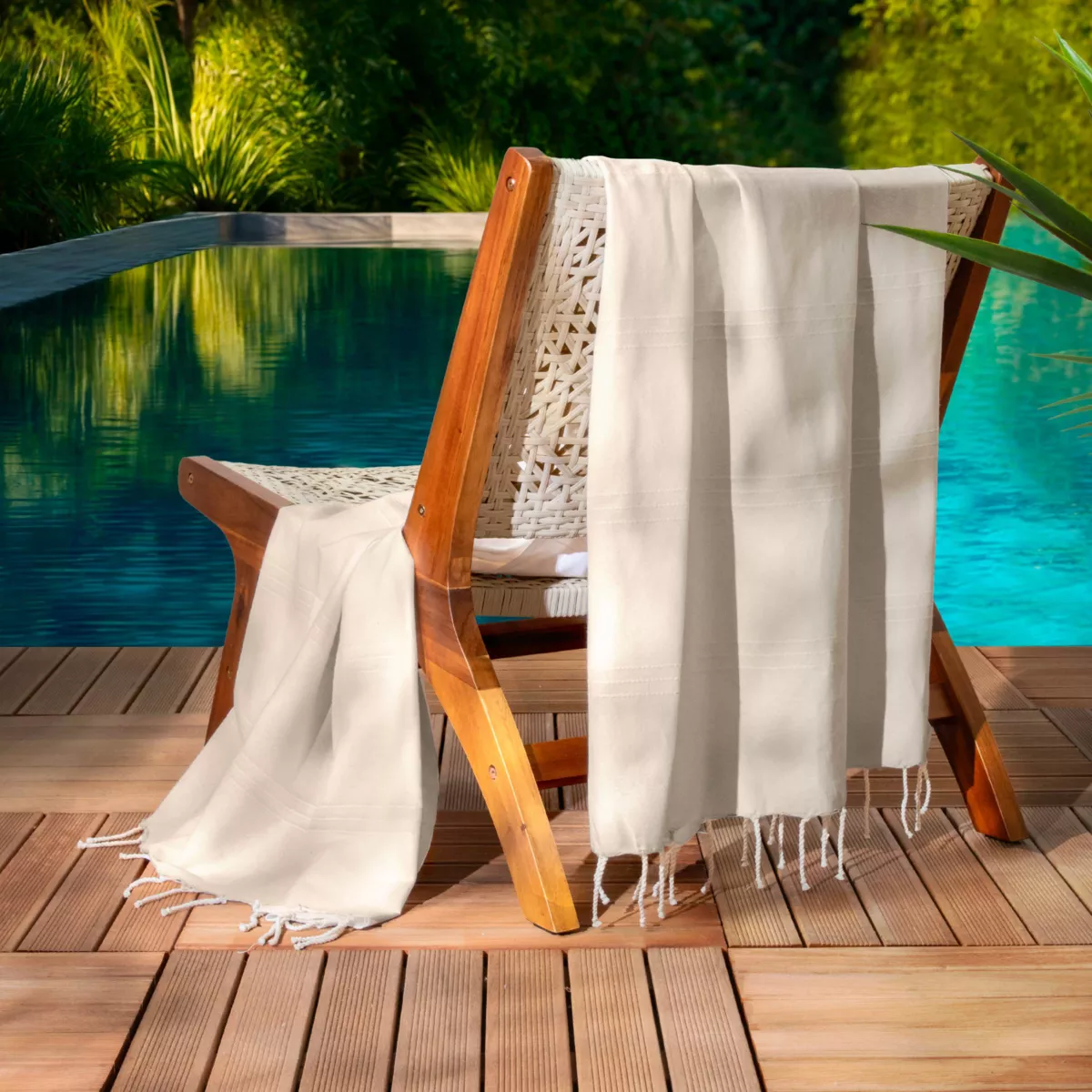 Strandlaken van gerecycled katoen (100 x 200 cm) Sunshine Wit