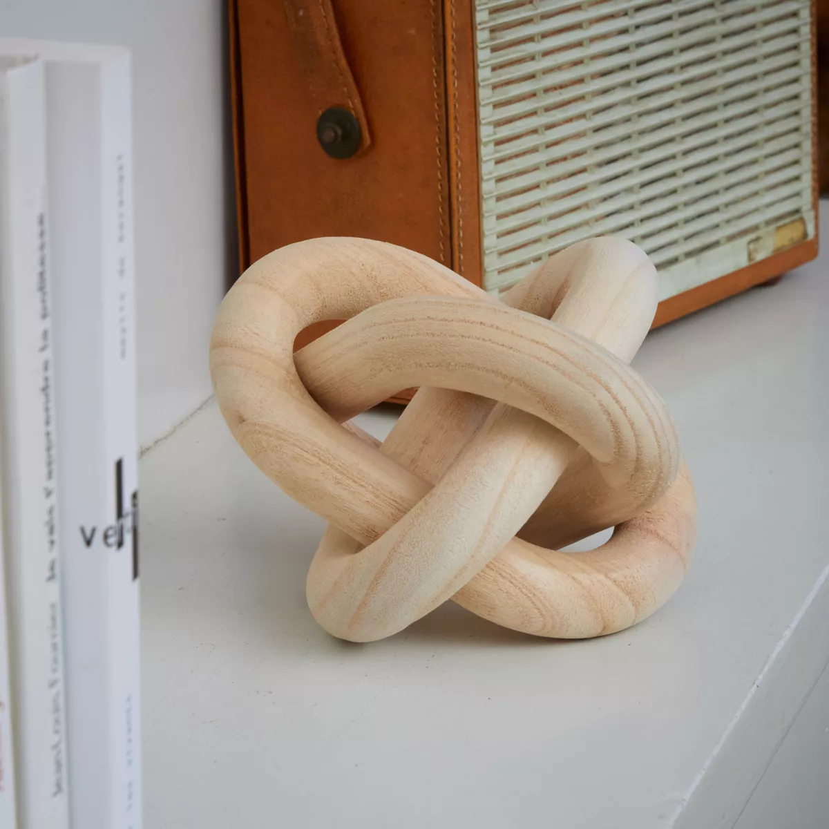 Lazo de madera para colocar (15 x 15 cm) Cadena Beige