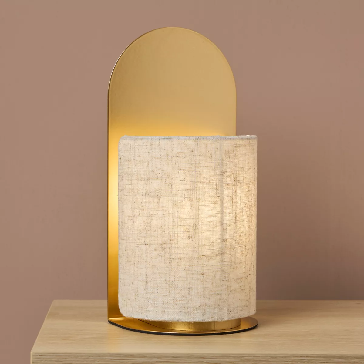 Lampada da tavolo in metallo e lino (H27 cm) Ornella Oro