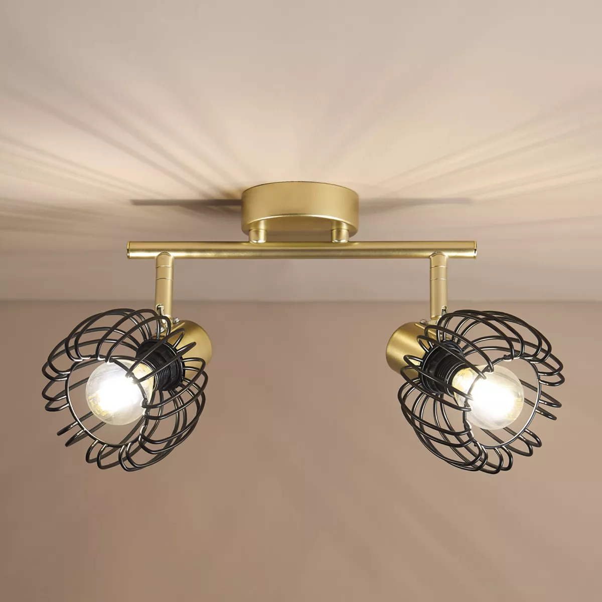 Deckenspot 2-flammig verstellbar Metall (13 x 17 cm) Loft Gold