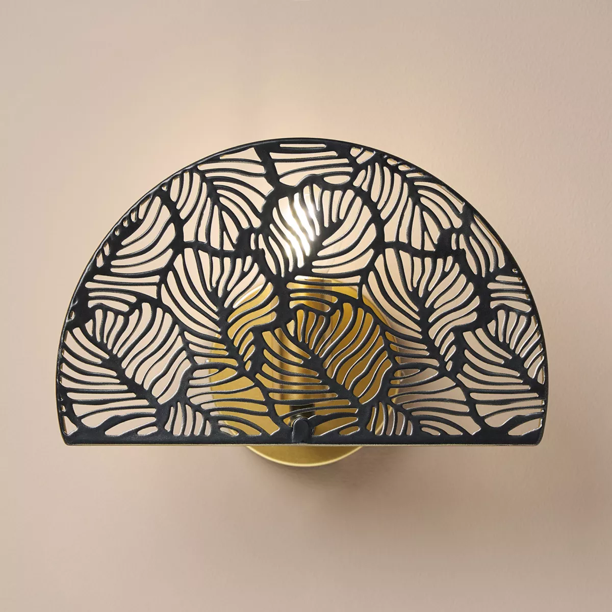 Metalen wandlamp (24 x 15,5 cm) Calathea Zwart