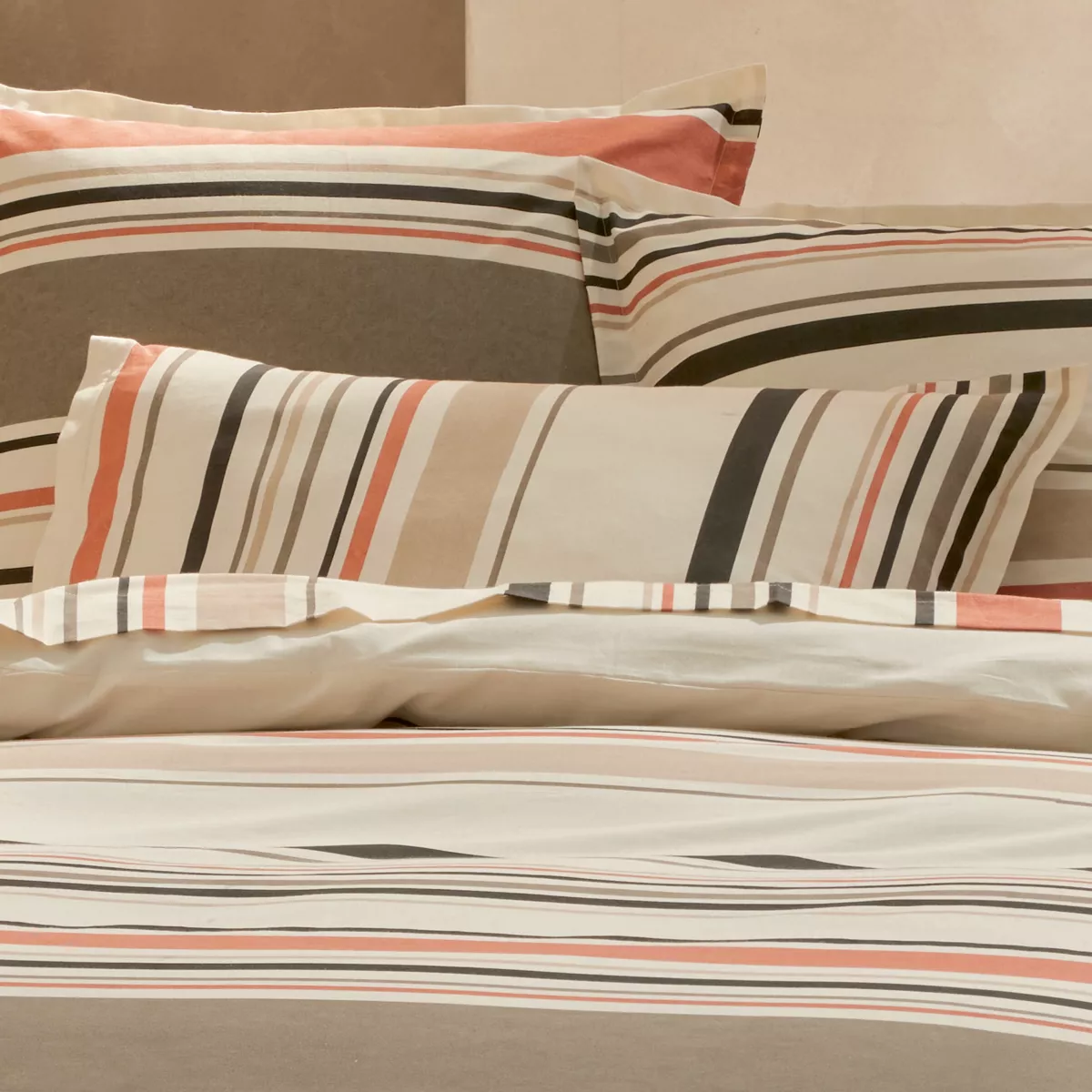 Drap plat coton lavé (240 x 310 cm) Hugo Corail