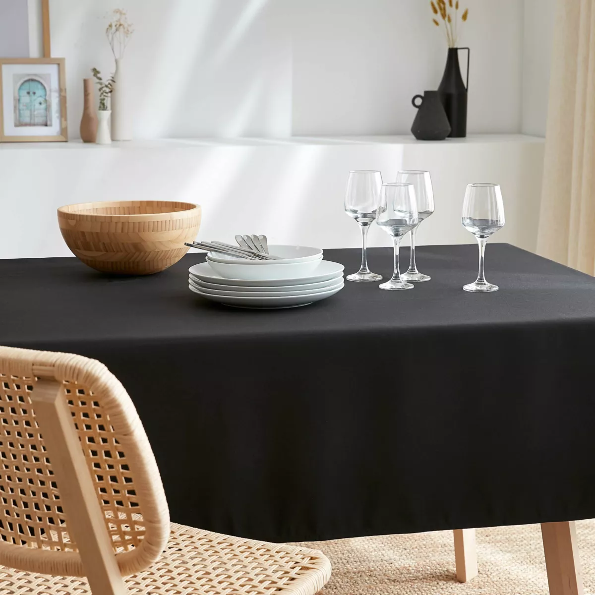 Rechthoekige vlekbestendige tafelkleed (140 x 200 cm) Elise Zwart