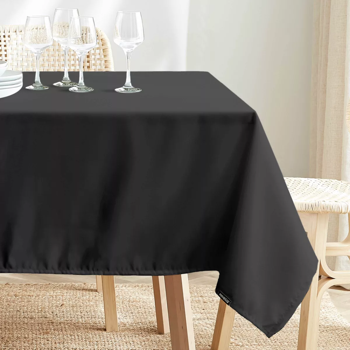 Nappe carrée anti tache (100 x 100 cm) Elise Noire