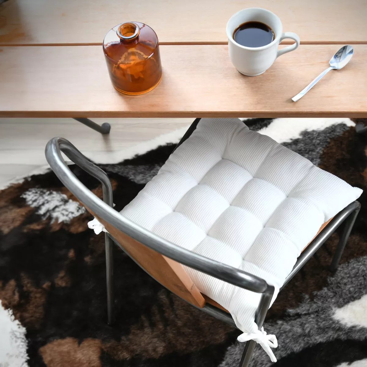 Coussin de chaise carré velours (38 x 38 cm) Dandy Ecru