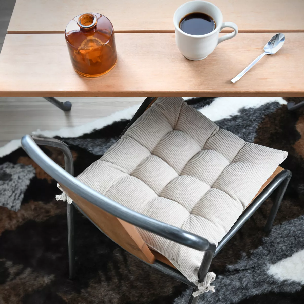 Cuscino per sedia quadrato in velluto (38 x 38 cm) Dandy Beige