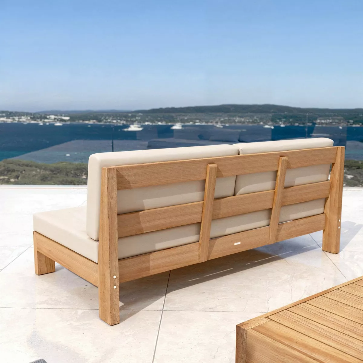 Canapé de jardin en bois d'acacia 3 places Bornéo Sable