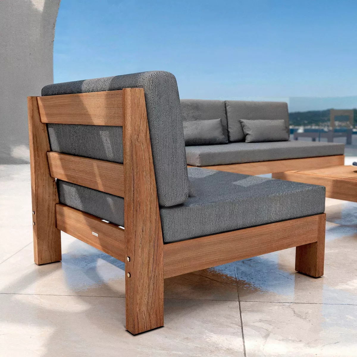 Gartensessel aus Akazie Borneo - Anthrazitgrau