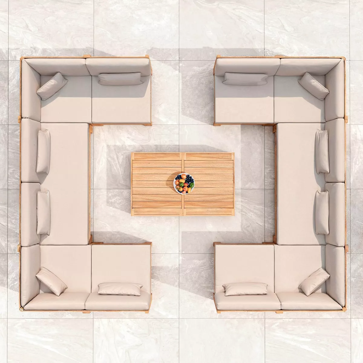 Fauteuil d'angle de jardin bois d'acacia Bornéo Sable