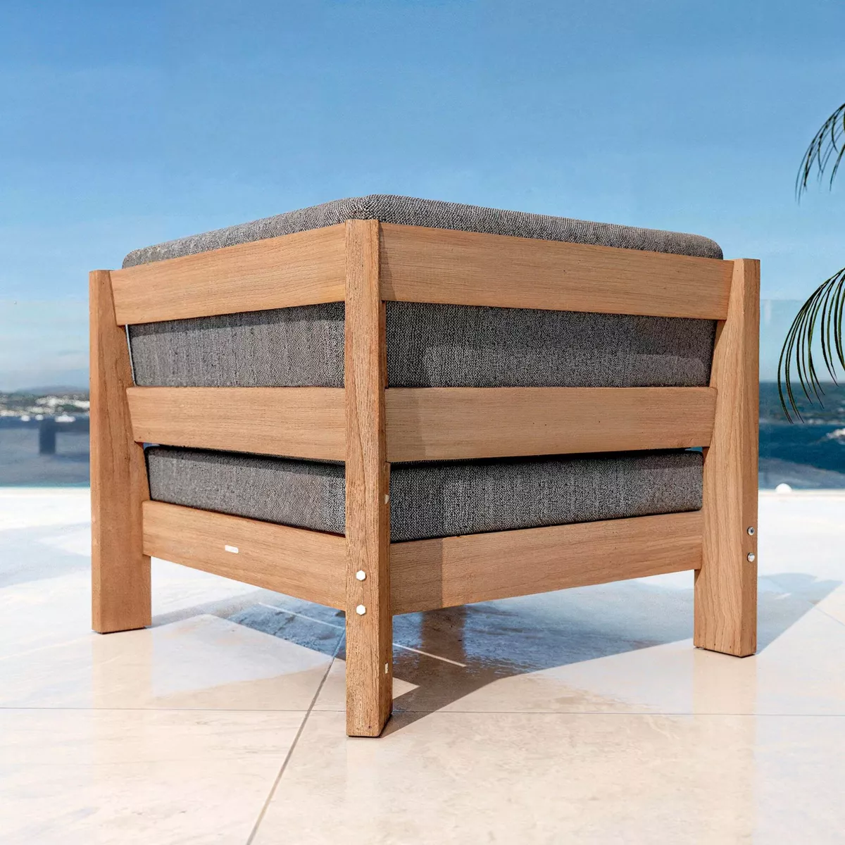 Fauteuil d'angle de jardin bois d'acacia Bornéo Gris anthracite