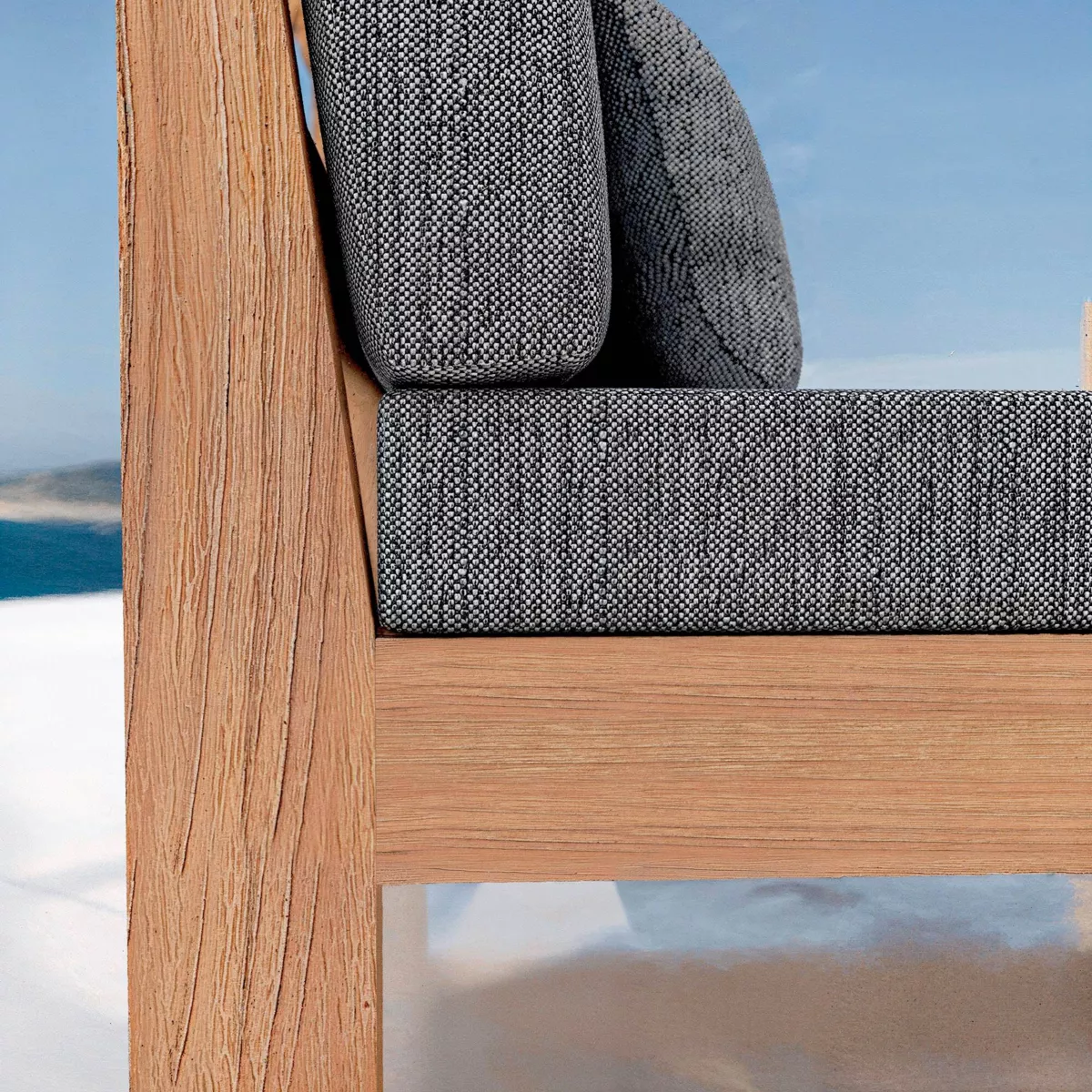 Fauteuil d'angle de jardin bois d'acacia Bornéo Gris anthracite