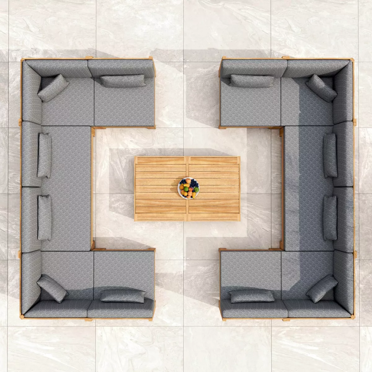 Fauteuil d'angle de jardin bois d'acacia Bornéo Gris anthracite