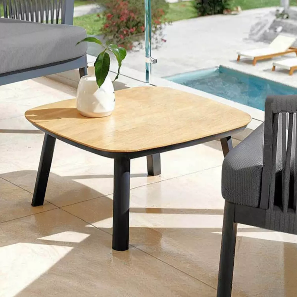 Salon de jardin en aluminium 2 places 3 pcs Amalfi Gris anthracite