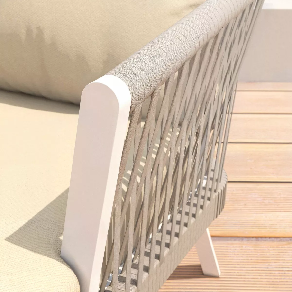 Salon de jardin en aluminium 5 places 4 pcs Amalfi Blanc et beige