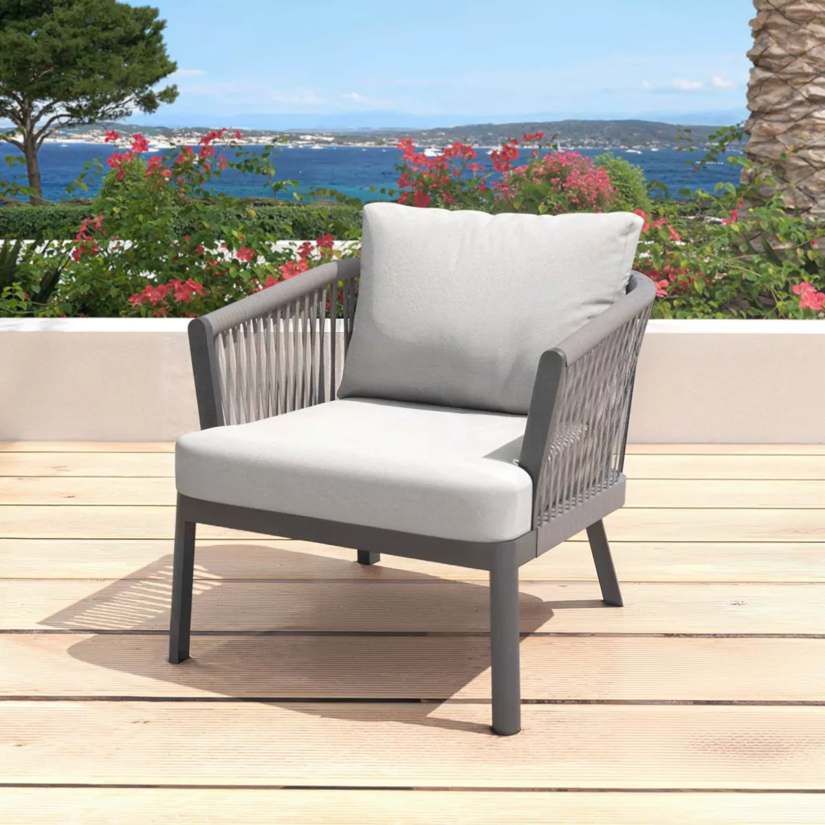 Salon de jardin en aluminium 4 places 4 pcs Amalfi Gris anthracite et gris clair