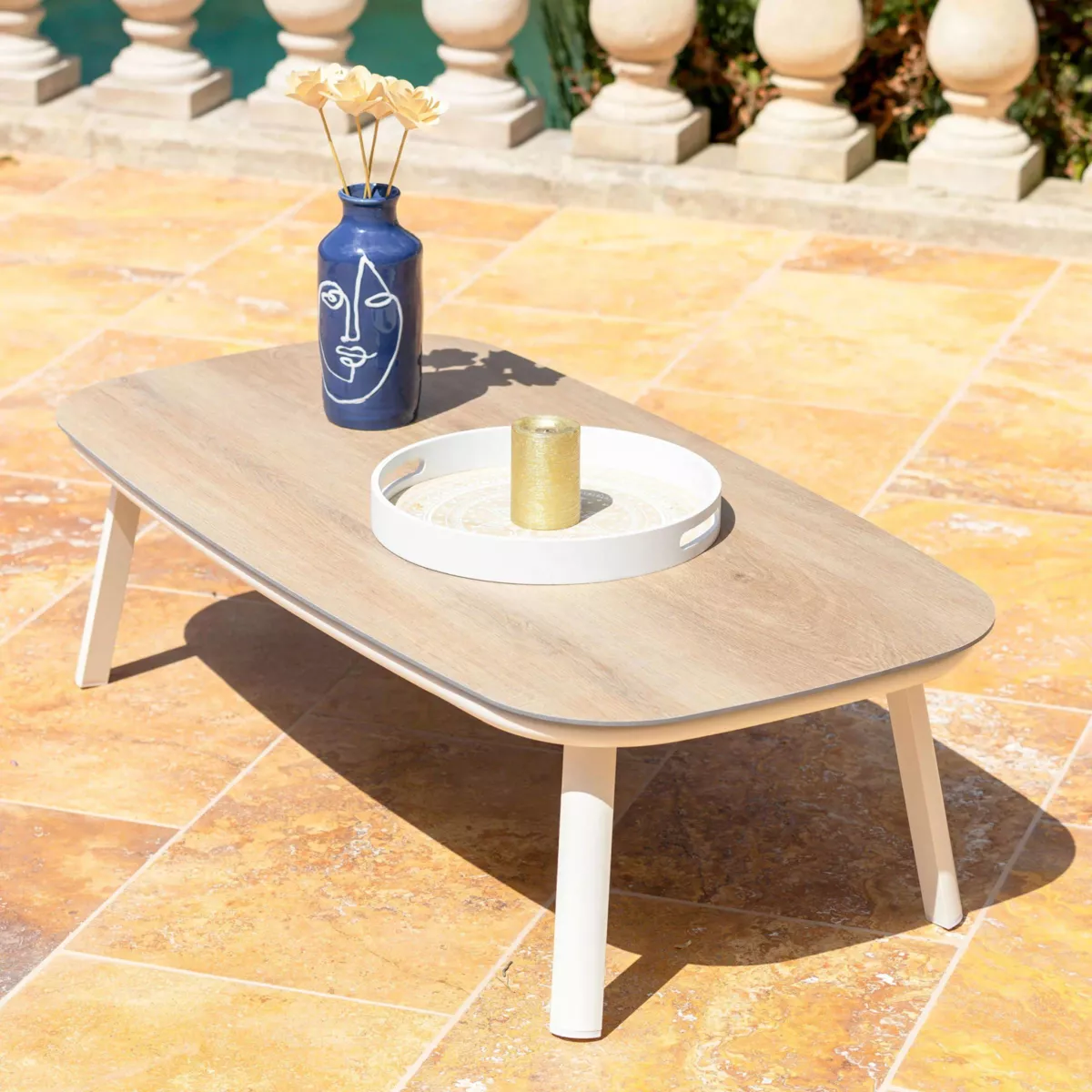 Salotto da giardino in alluminio 4 posti 4 pezzi Amalfi Bianco e beige