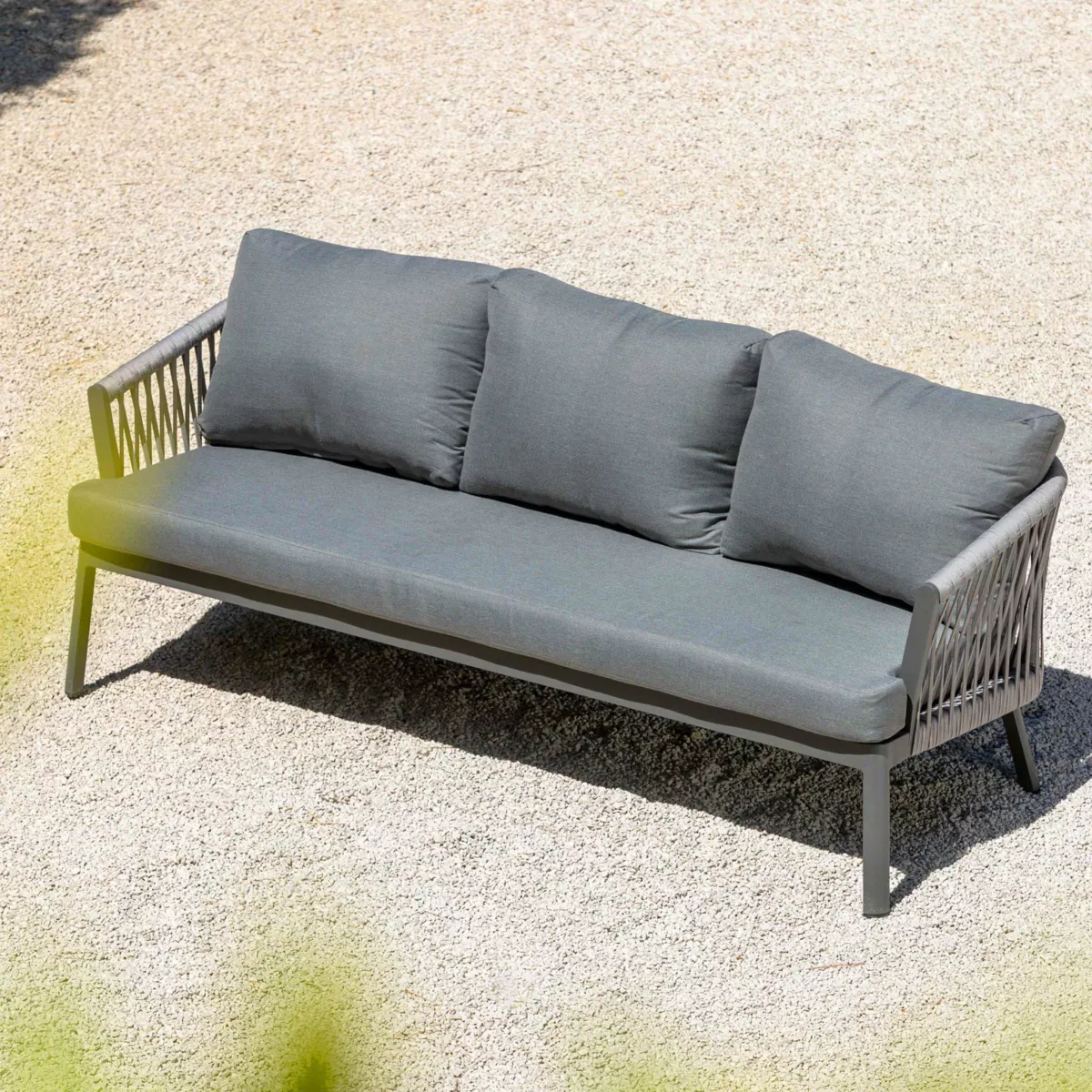 Salotto da giardino in alluminio 7 posti 5 pezzi Amalfi Grigio antracite