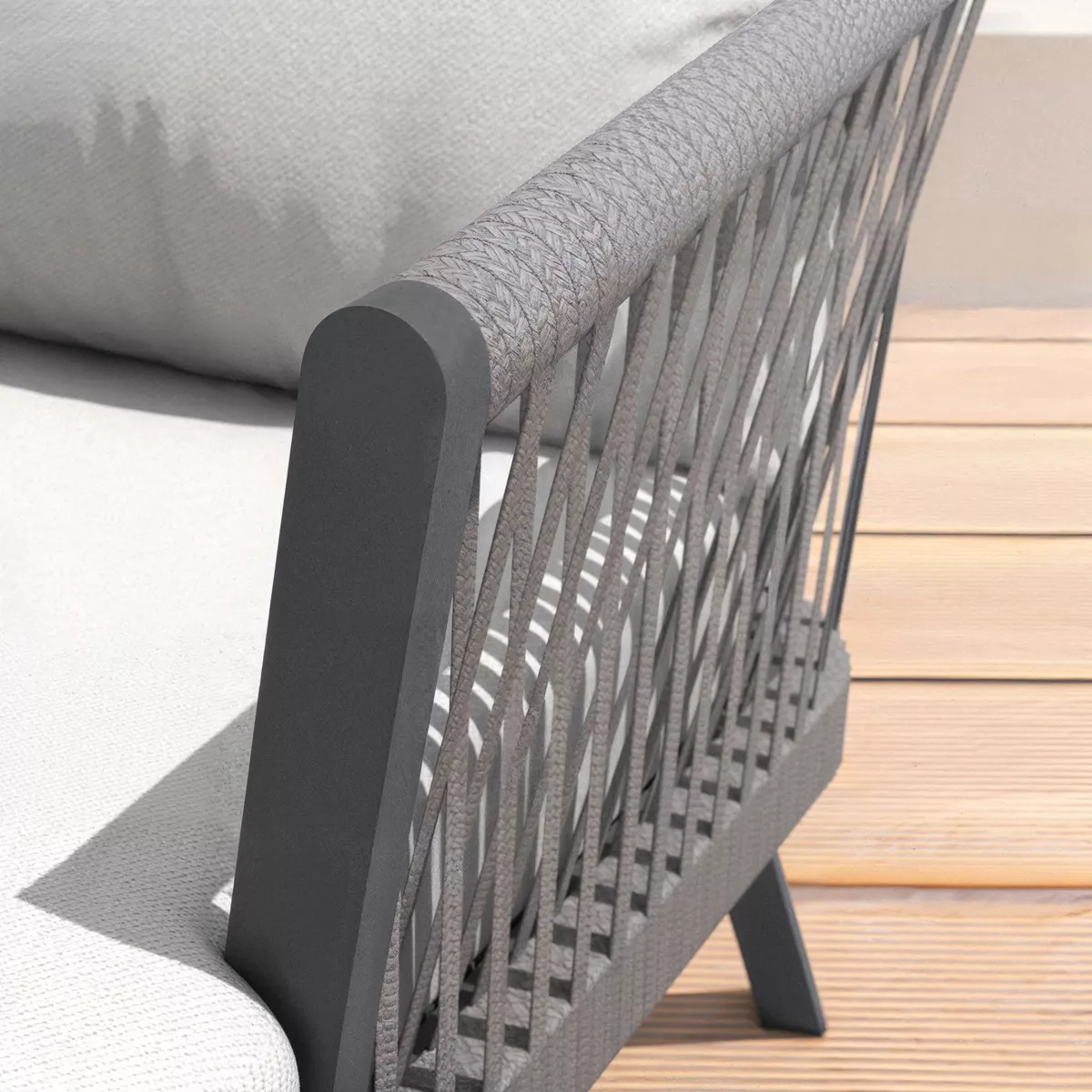 Canapé de jardin en aluminium 3 places Amalfi Gris anthracite et gris clair