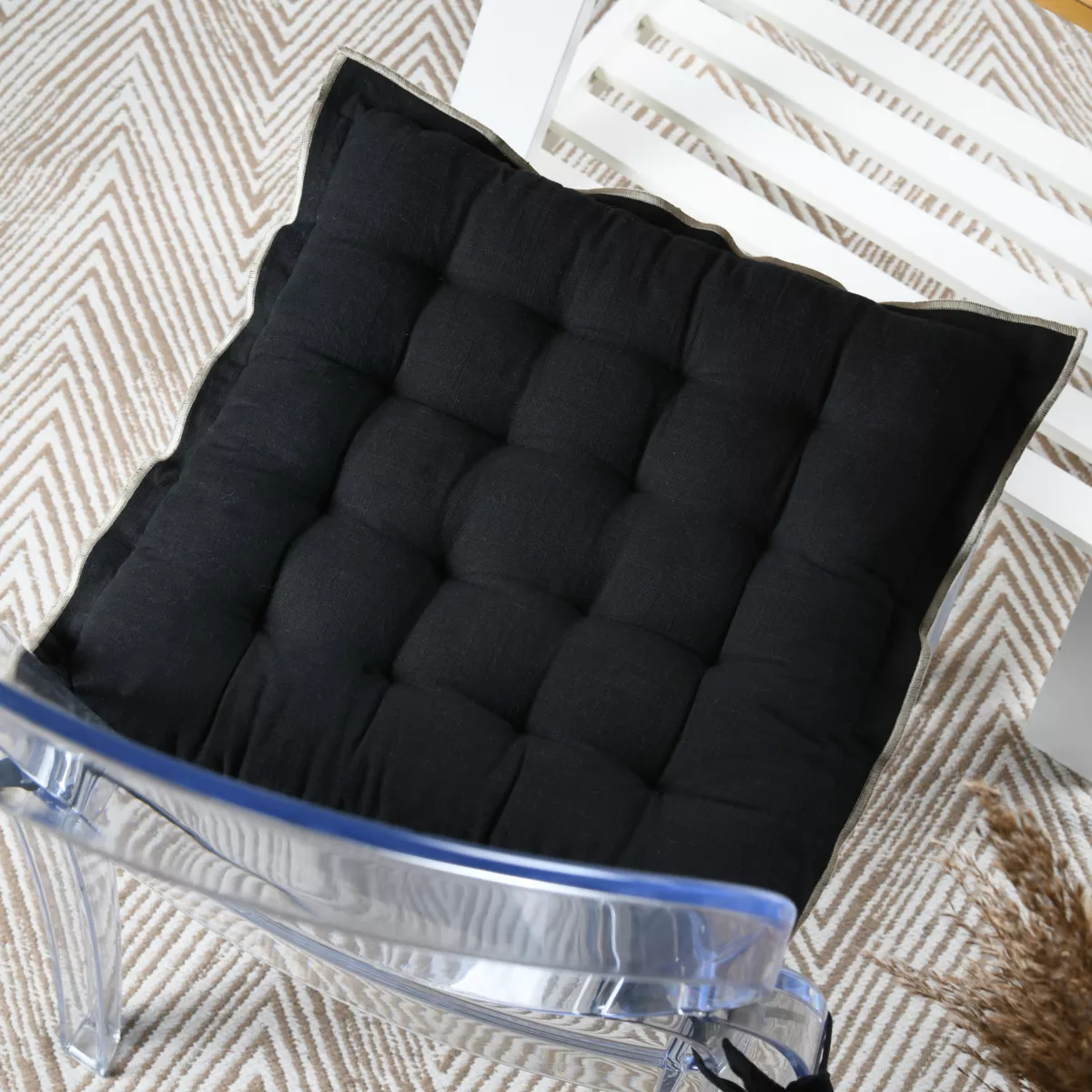 Cuscino per sedia quadrato in cotone (38 x 38 cm) Helios Nero