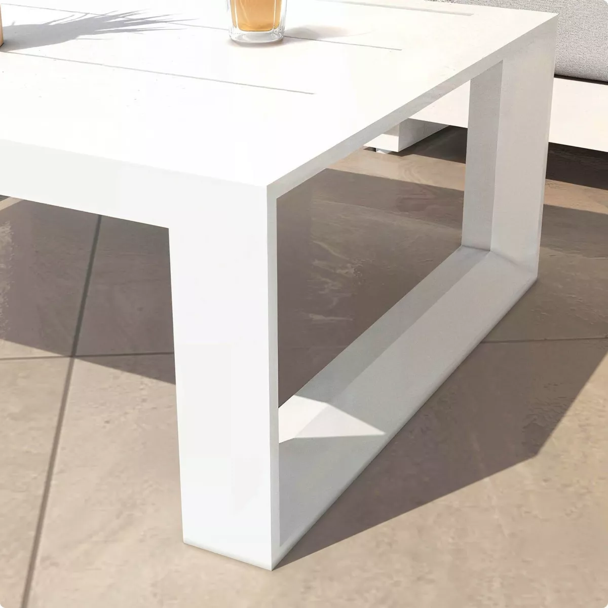 Salon de jardin aluminium 5 places 4 pcs Elba Blanc et gris clair