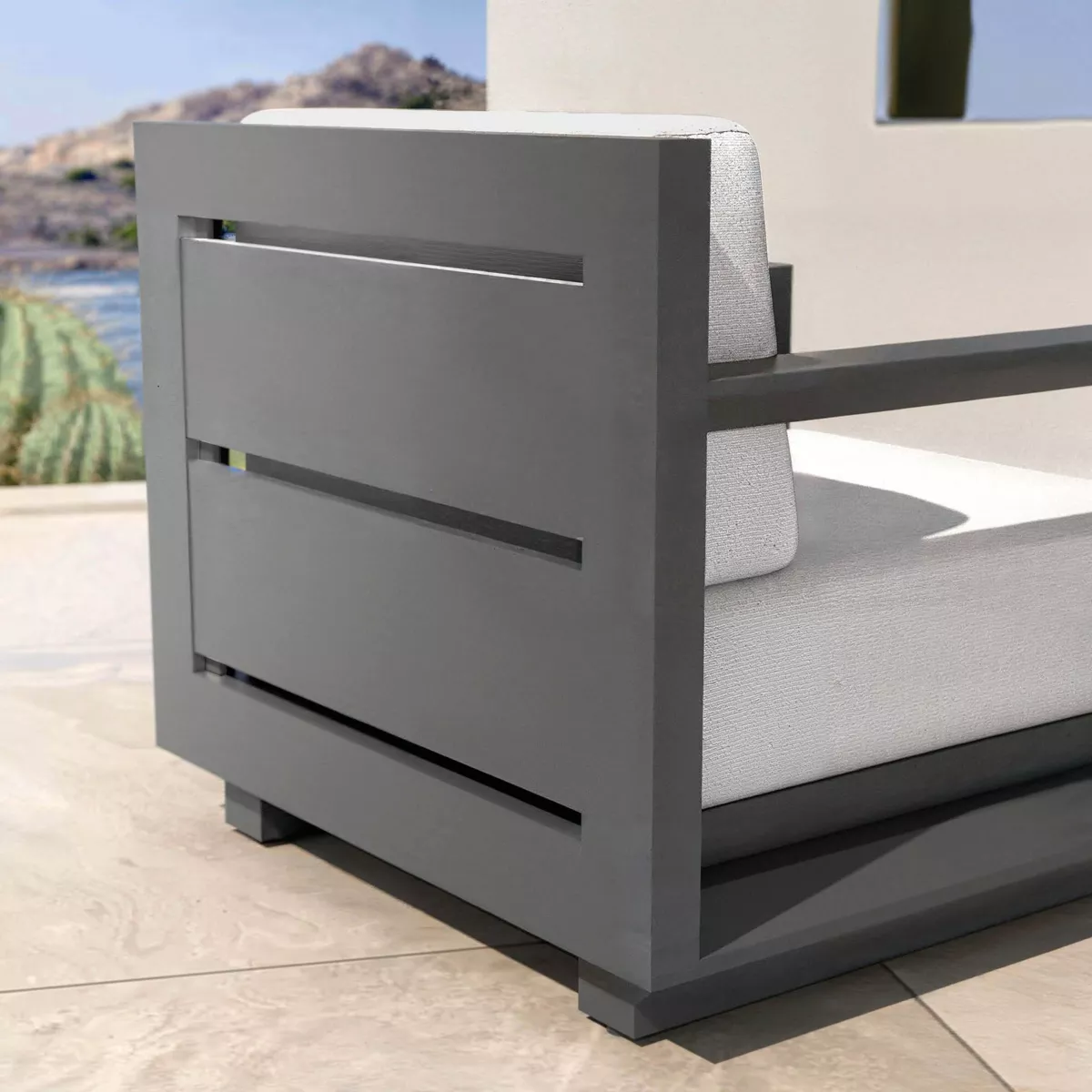 Fauteuil de jardin détente en aluminium Elba Gris anthracite et gris clair