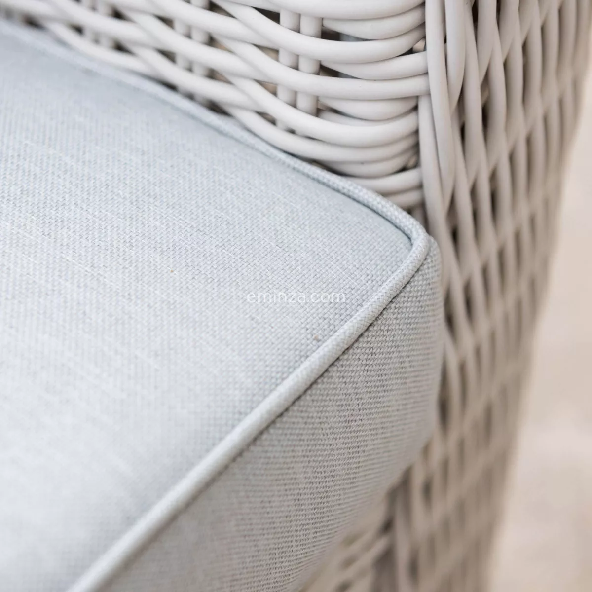 Salon de jardin en résine tressée 5 places 4 pcs Calvi Blanc et gris clair