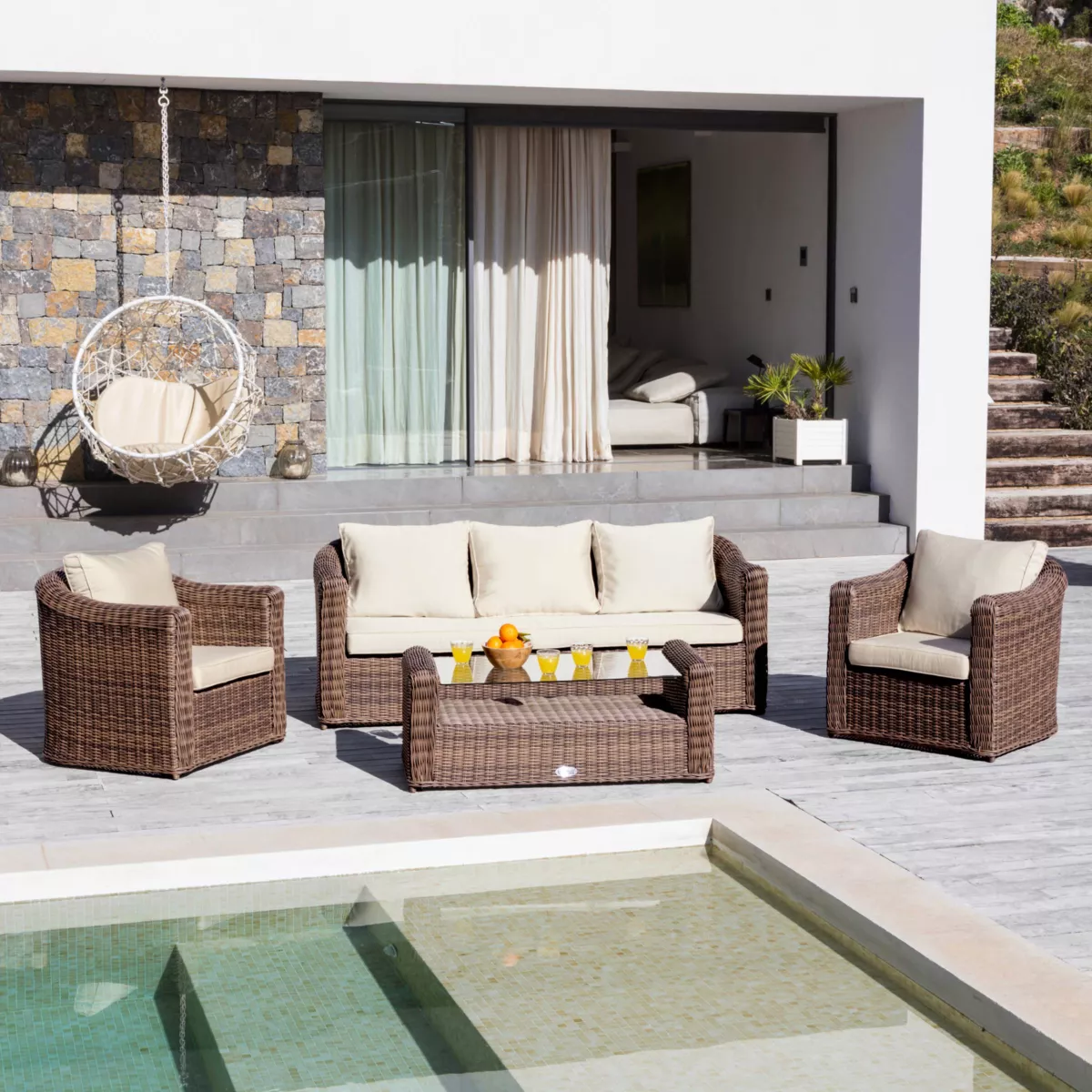 Salotto da giardino Calvi Tortora/Ecru - 5 posti