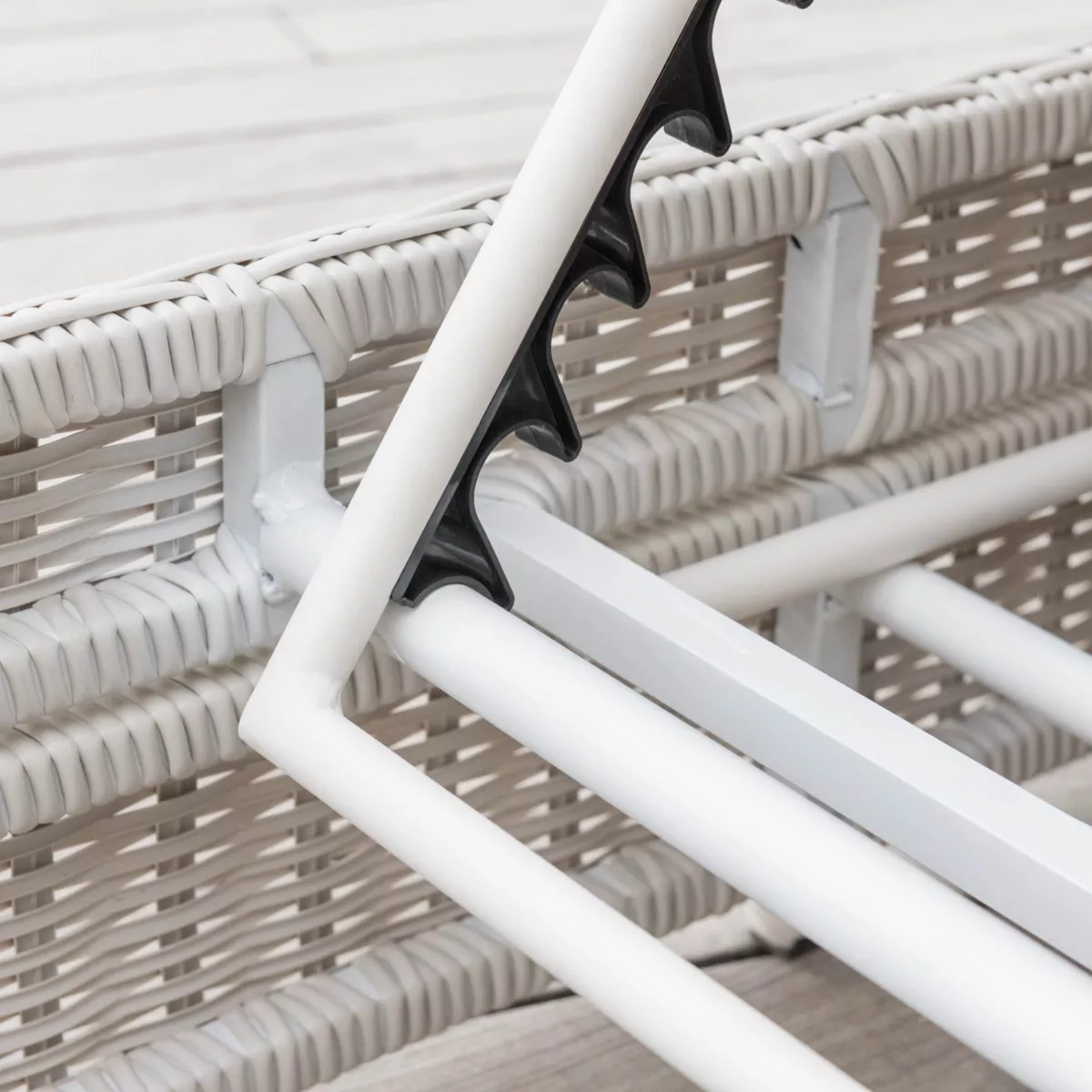 Transat double en résine tressée - Canapé de jardin Calvi Blanc et gris clair