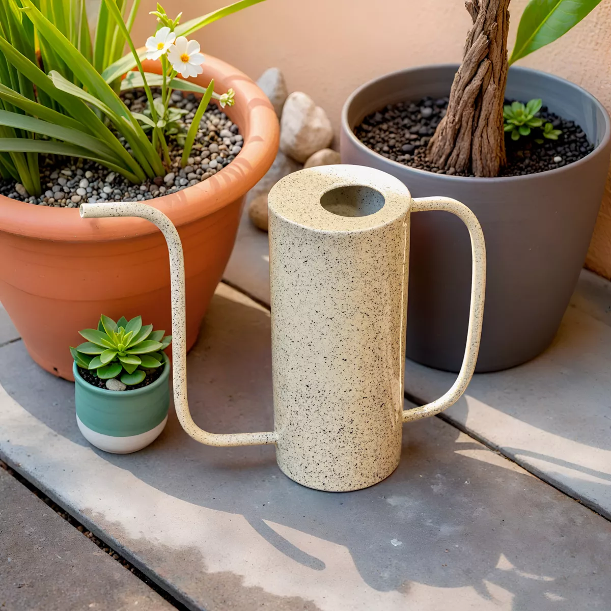 Gießkanne Metall (H31 cm) Terrazzo Beige