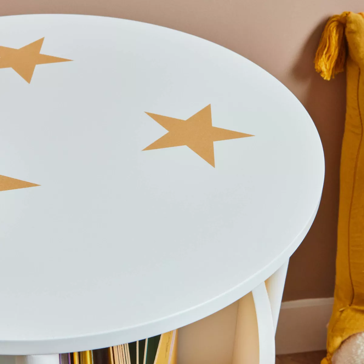 Bibliothèque à roulettes enfant bois (H59 cm) Stars Blanche