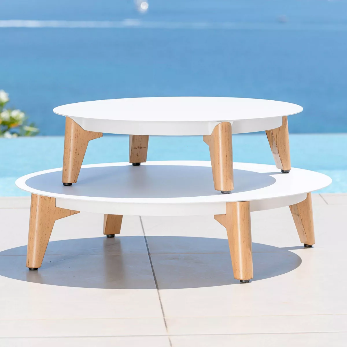 Tavolino basso rotonde (P68 cm) Monte Carlo Bianco