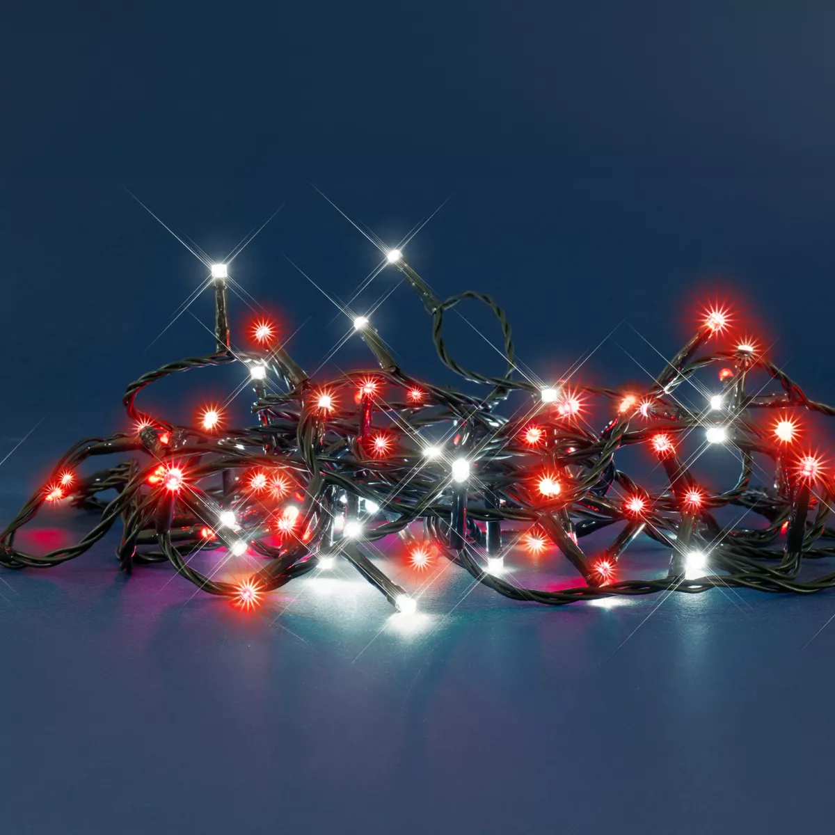 Tweekleurige Flashing lichtsnoer 8 m Rood en koud wit 128 LED