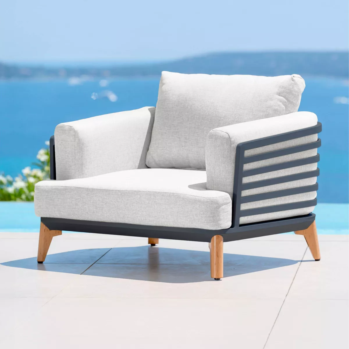 Salon de jardin aluminium 4 places 5 pcs Monte Carlo Gris anthracite et gris clair