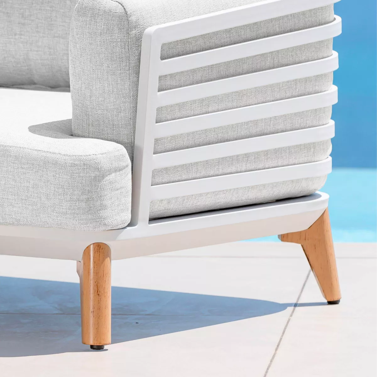 Salon de jardin aluminium 8 places 6 pcs Monte Carlo Blanc et gris clair