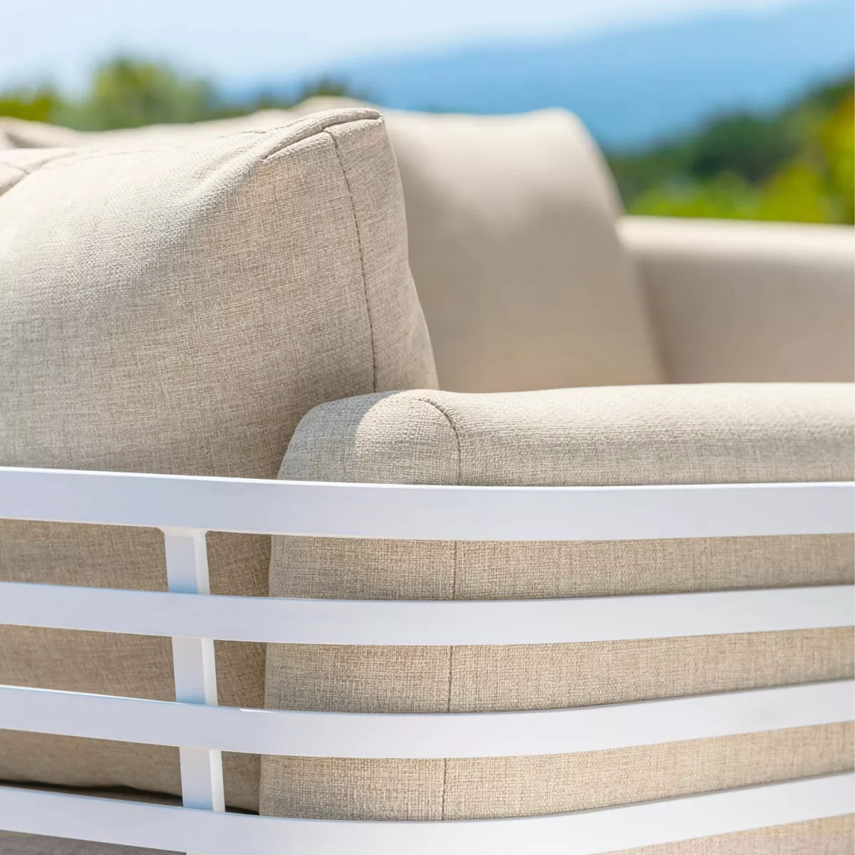 Salon de jardin aluminium 8 places 6 pcs Monte Carlo Blanc et beige