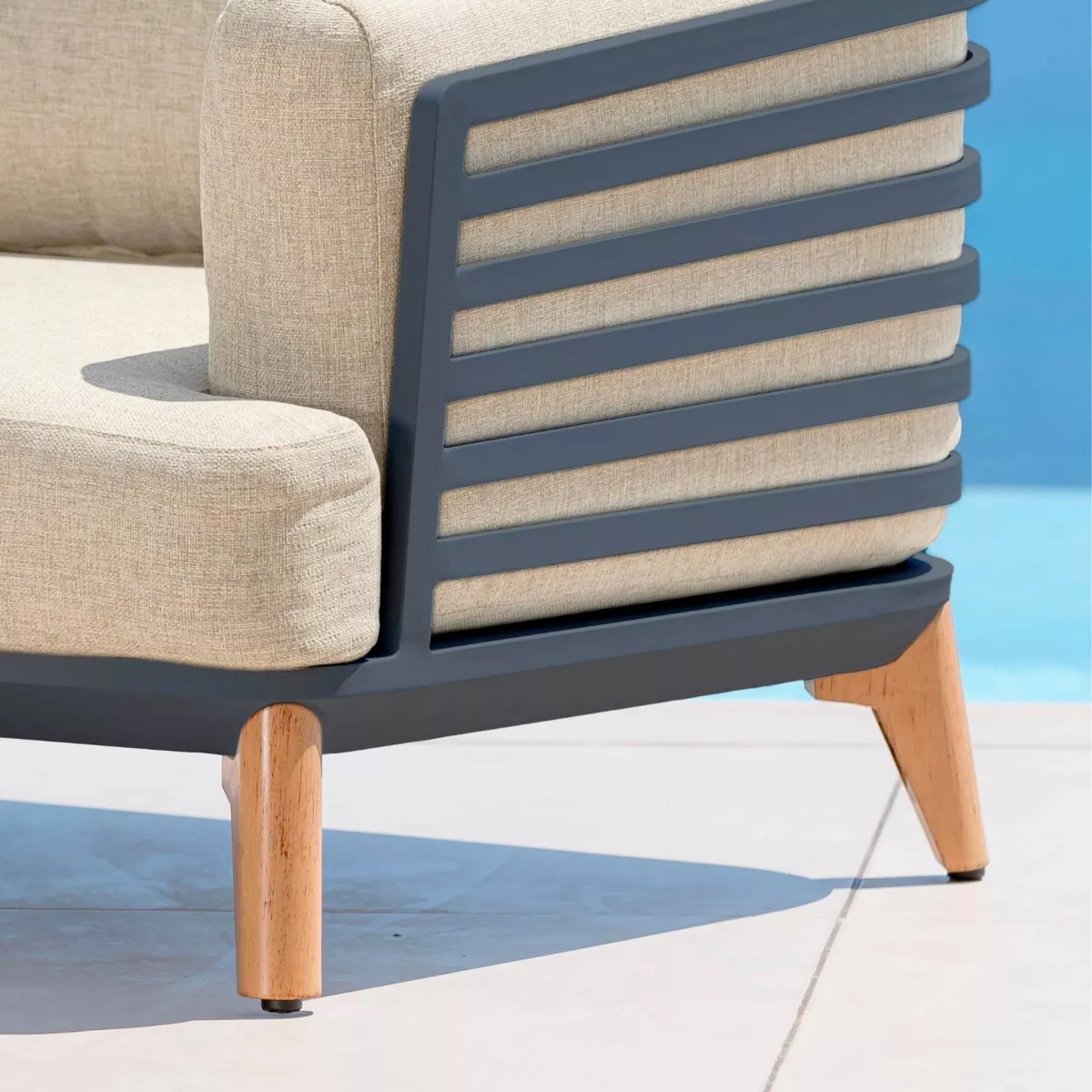 Salotto da giardino alluminio 8 posti 6 pezzi Monte Carlo Grigio antracite e beige