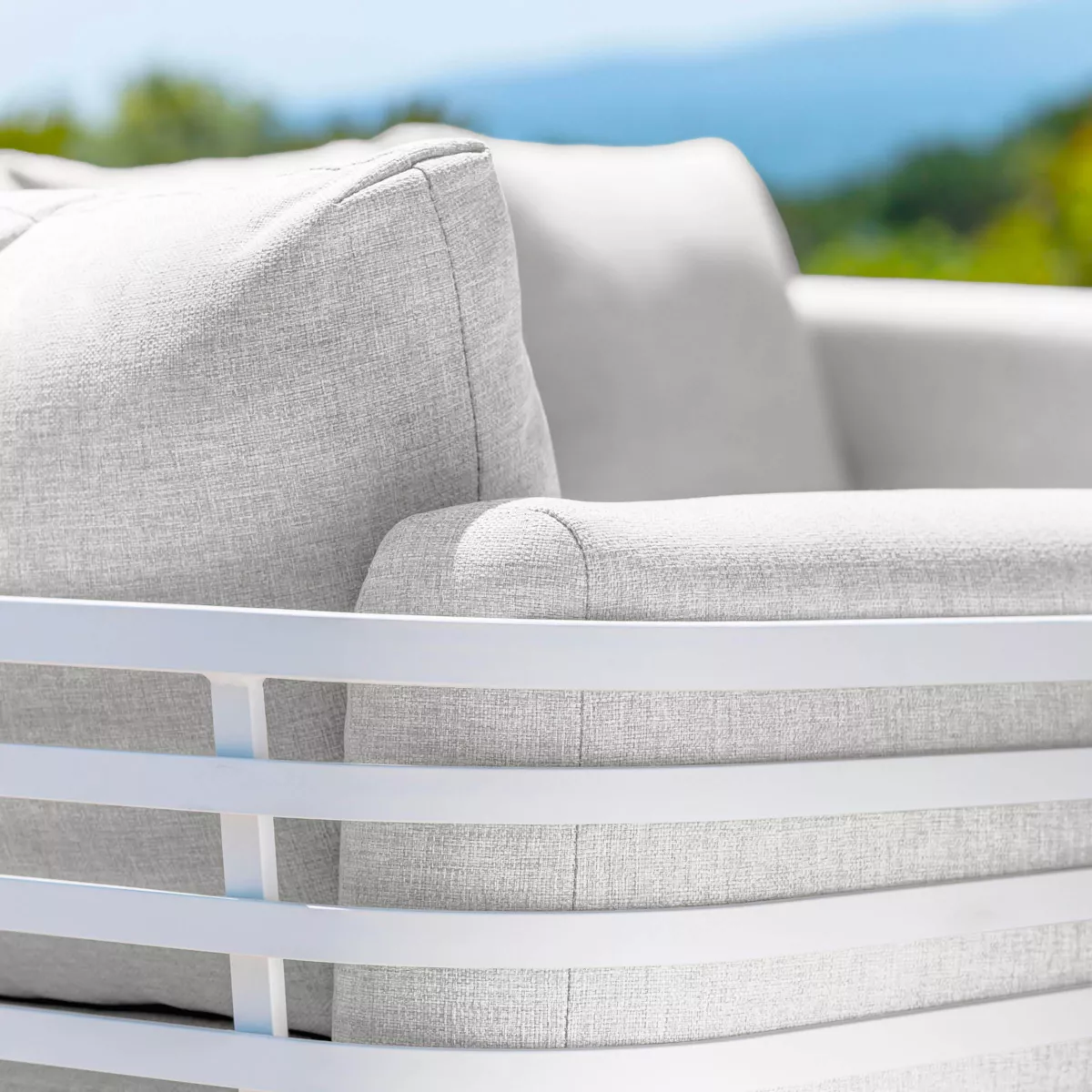 Salotto da giardino alluminio 2 posti 3 pezzi Monte Carlo Bianco e grigio chiaro