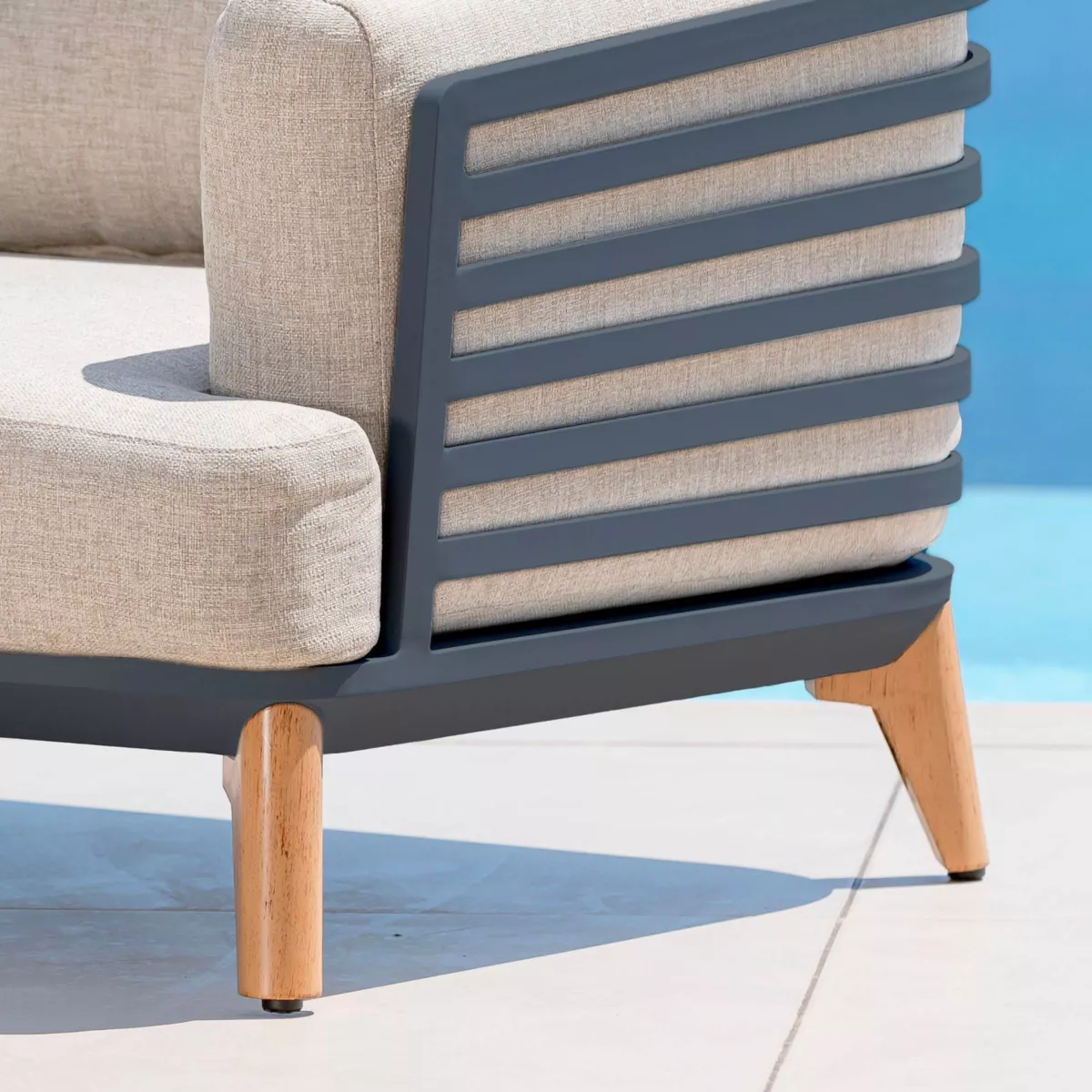 Conjunto de jardín de aluminio 2 plazas 3 piezas Monte Carlo Gris antracita y topo