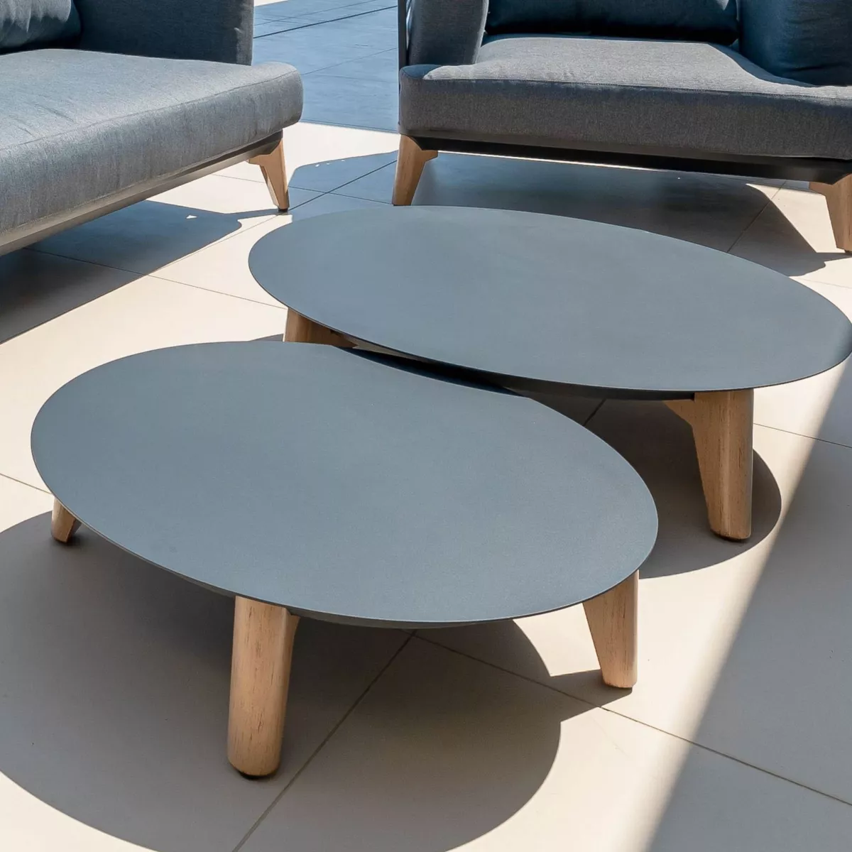 Conjunto de jardín de aluminio 2 plazas 3 piezas Monte Carlo Gris antracita y topo