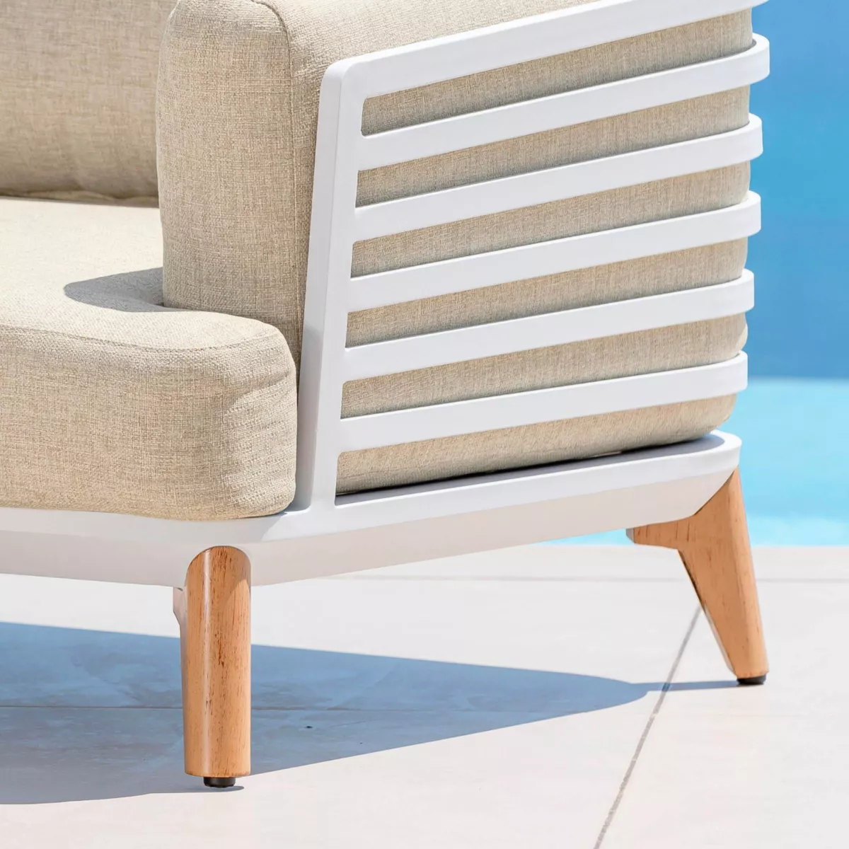 Salotto da giardino alluminio 5 posti 4 pezzi Monte Carlo Bianco e beige
