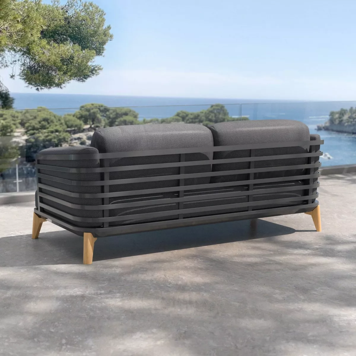 Divano da giardino in alluminio 2 posti Monte Carlo Grigio antracite