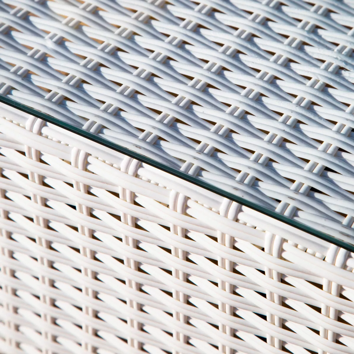 Salotto da giardino in resina intrecciata 5 posti 6 pezzi Palma Bianco e beige